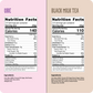 Nutrition Facts for the Ube and Black Milk Tea flavored popcorn